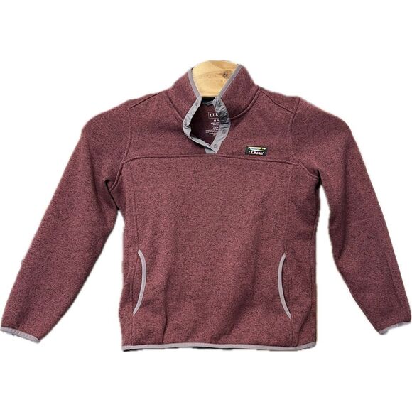 LL Bean Women's Sweater S Pet Fleece Pullover‎ 1/4 Snap Heathered Medium Petite - Picture 1 of 4